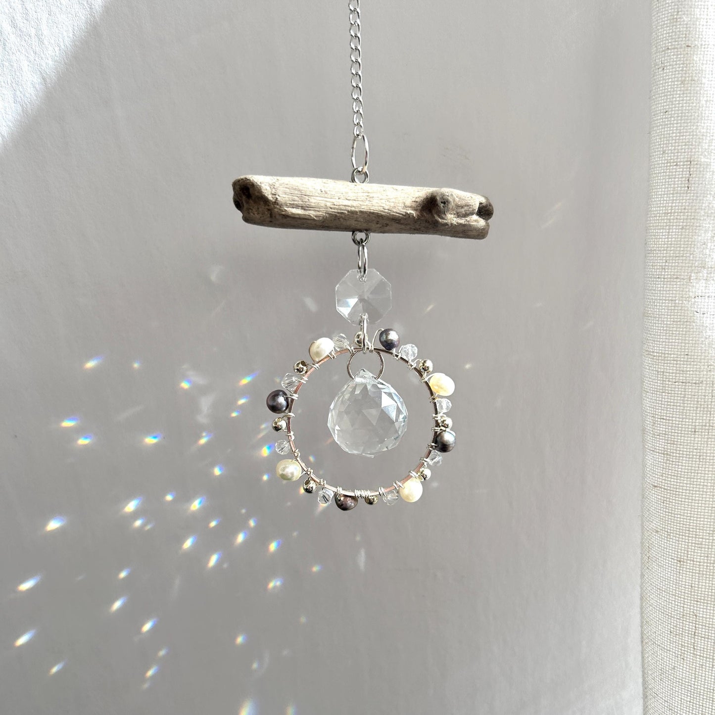 Freshwater Pearl & Driftwood Prism Suncatcher