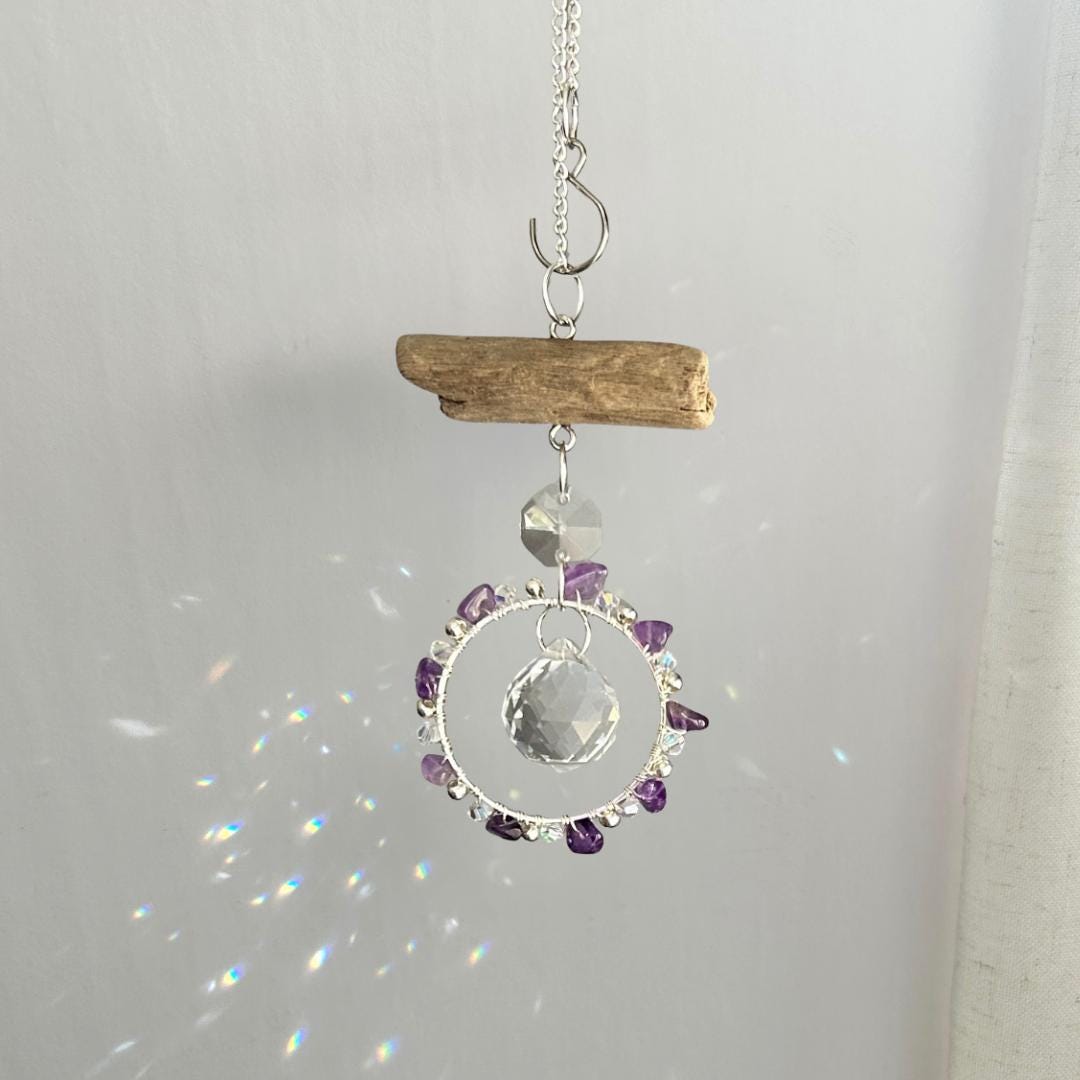 Amethyst & Driftwood Prism Suncatcher