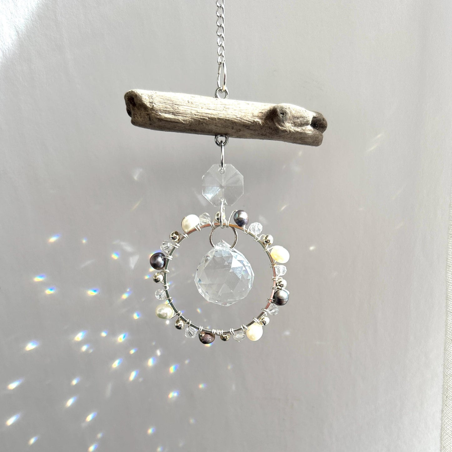 Freshwater Pearl & Driftwood Prism Suncatcher