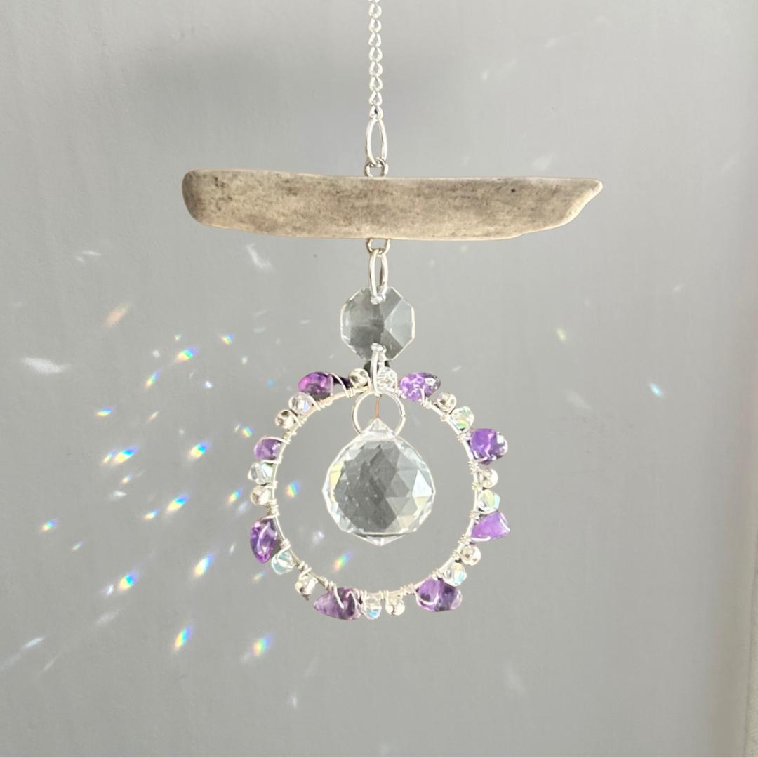 Amethyst & Driftwood Prism Suncatcher