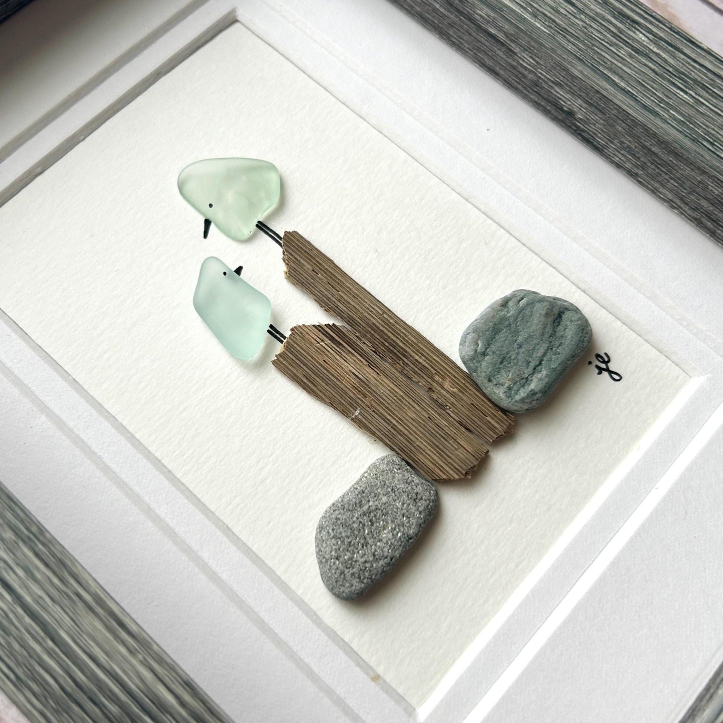 Birds on Posts - Framed Shadowbox Artwork - 5x7