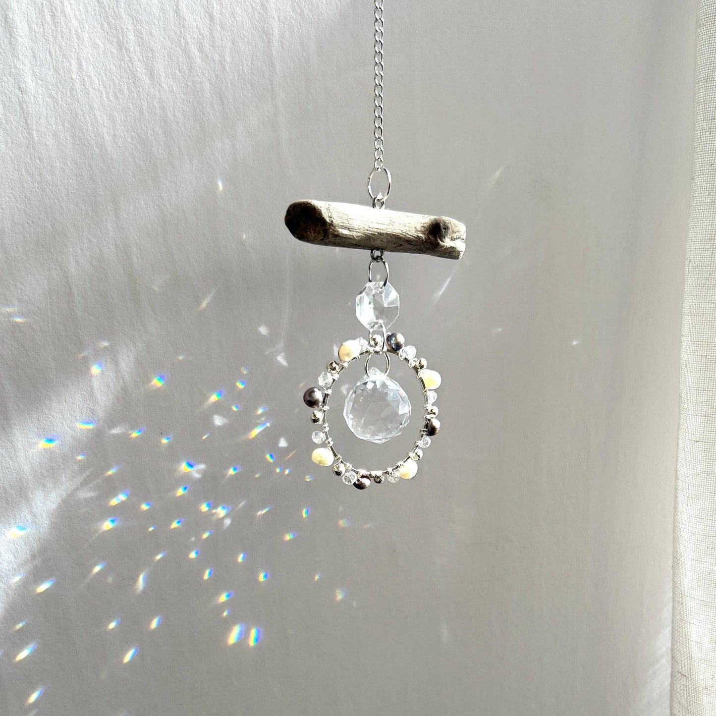 Freshwater Pearl & Driftwood Prism Suncatcher