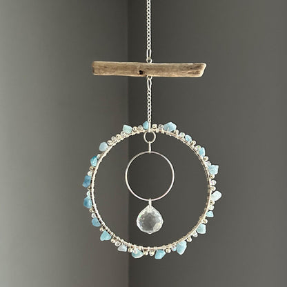 Aquamarine, Driftwood & Air Plant Prism Suncatcher