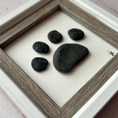 Beach Pebble Pawprint - Framed Mini Artwork - 3x3