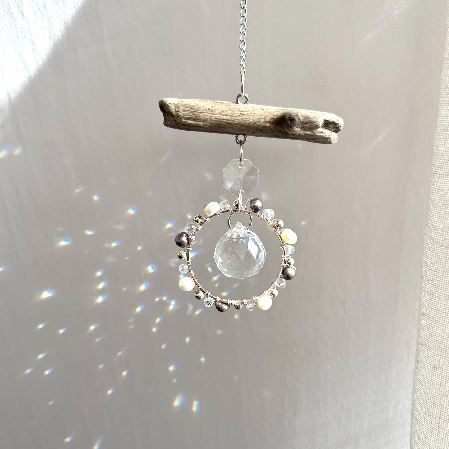 Freshwater Pearl & Driftwood Prism Suncatcher