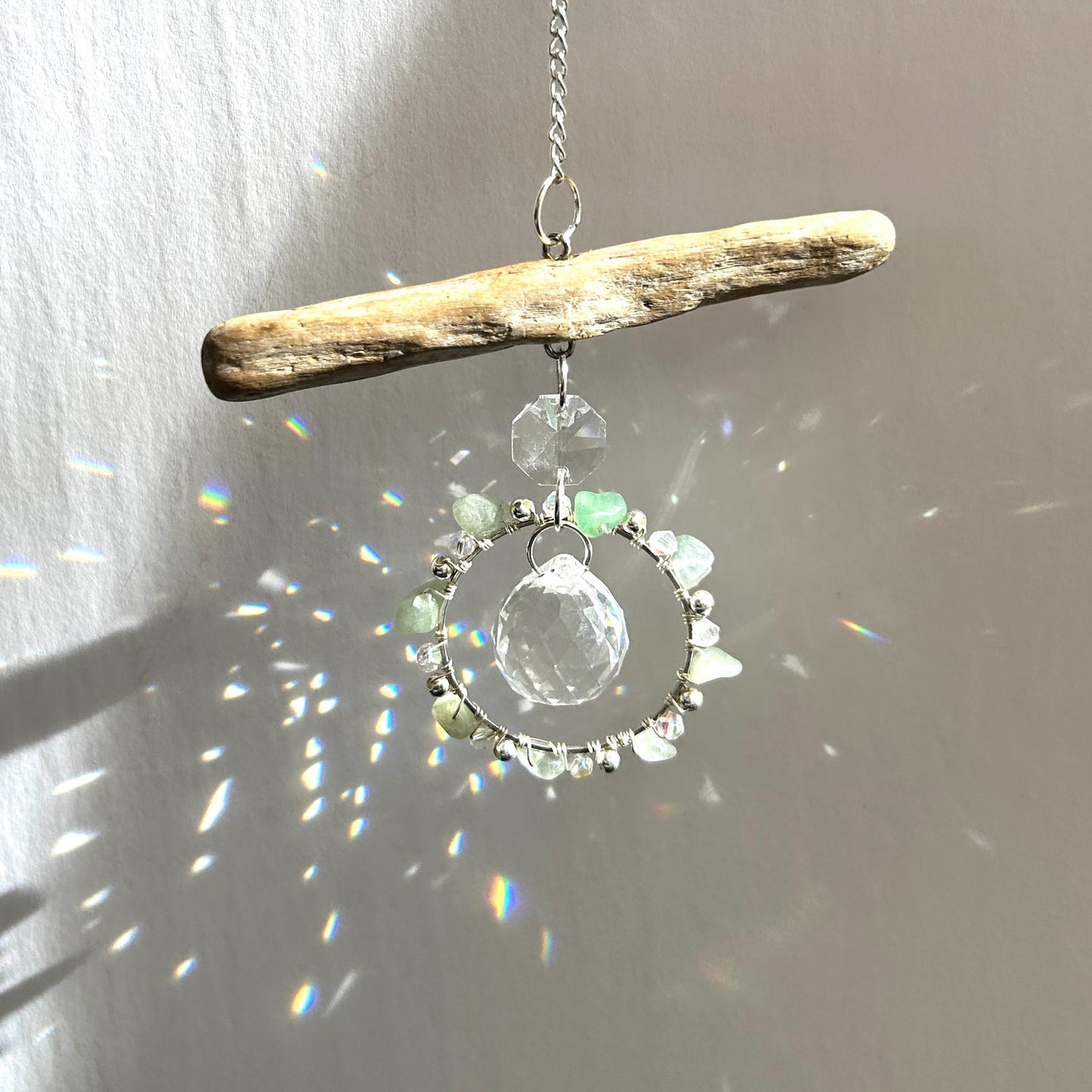 Aventurine & Driftwood Prism Suncatcher