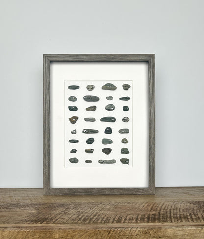 Personality Pebbles - Unique Beach Stone Shadowbox Artwork - 11x14