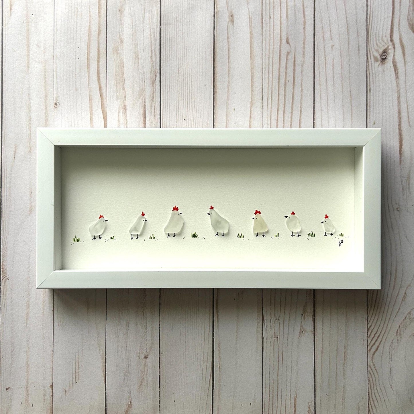 Flock of Sea Glass Chickens - 6-in x 14-in