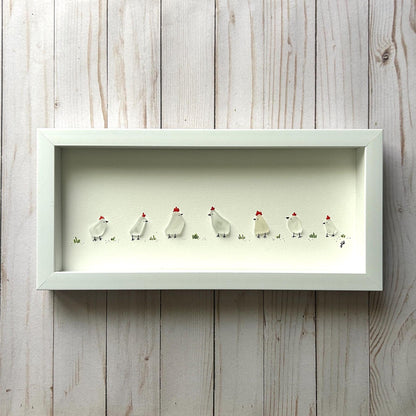 Flock of Sea Glass Chickens - 6-in x 14-in