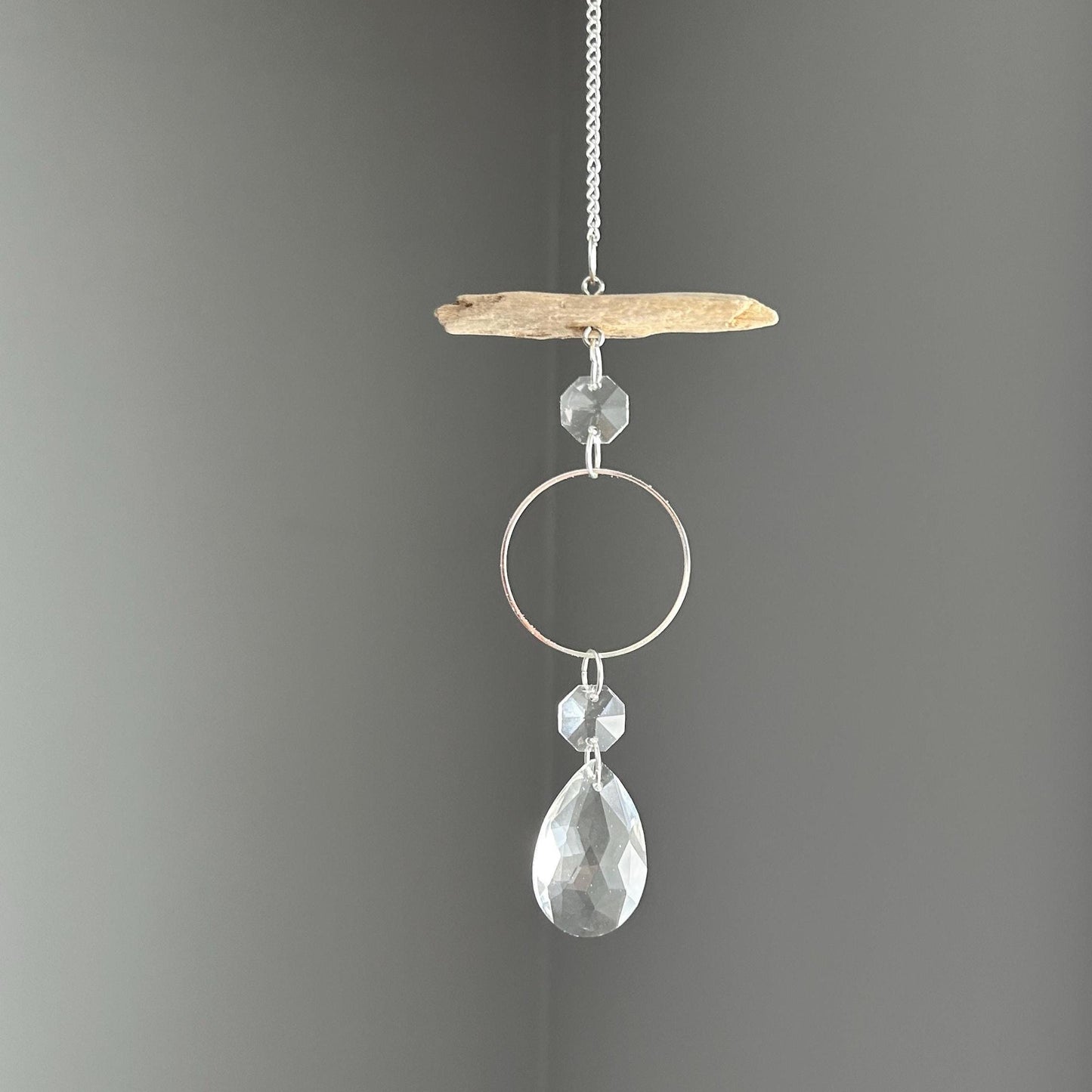 Driftwood & Air Plant Prism Suncatcher