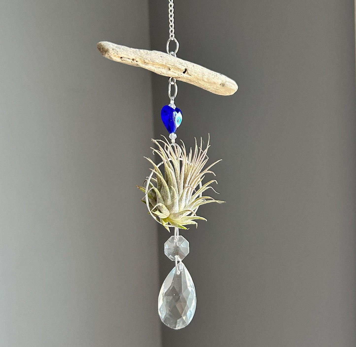 Evil Eye & Driftwood Air Plant Prism Suncatcher