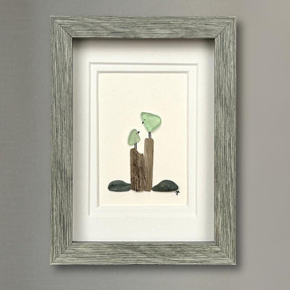 Birds on Posts - Framed Shadowbox Artwork - 5x7