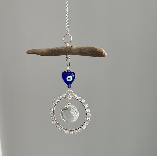 Evil Eye & Driftwood Prism Suncatcher