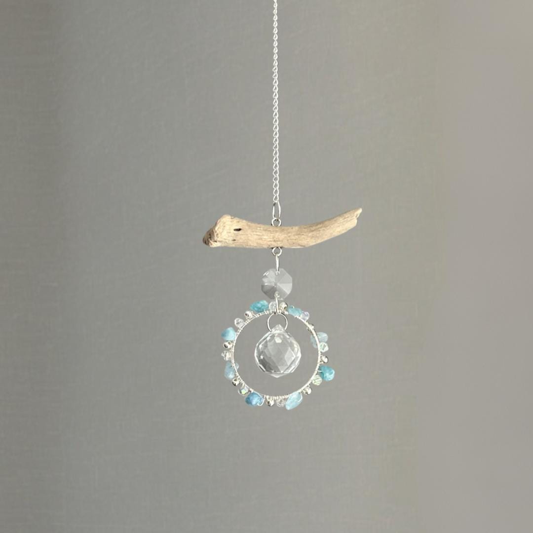 Aquamarine & Driftwood Prism Suncatcher
