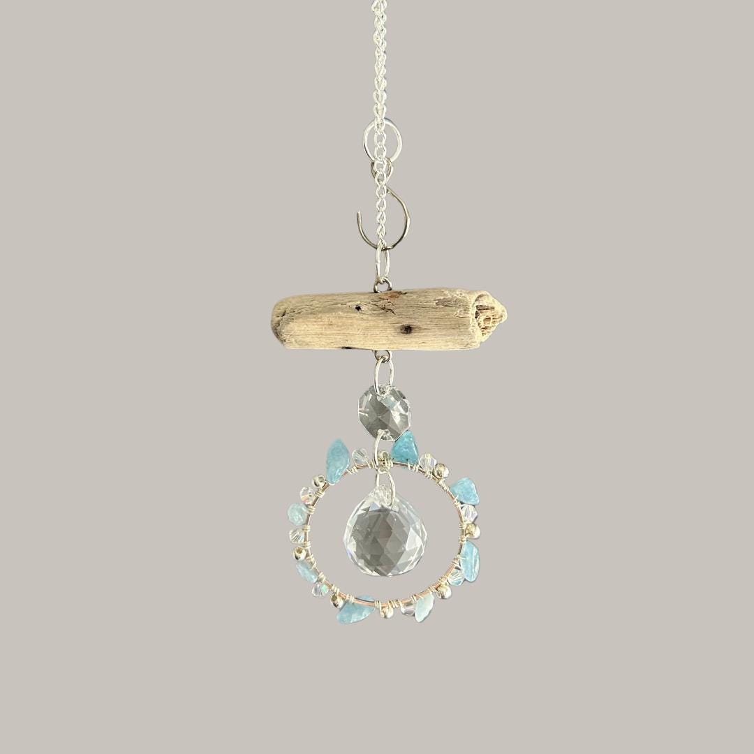 Aquamarine & Driftwood Prism Suncatcher