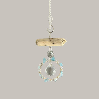 Aquamarine & Driftwood Prism Suncatcher