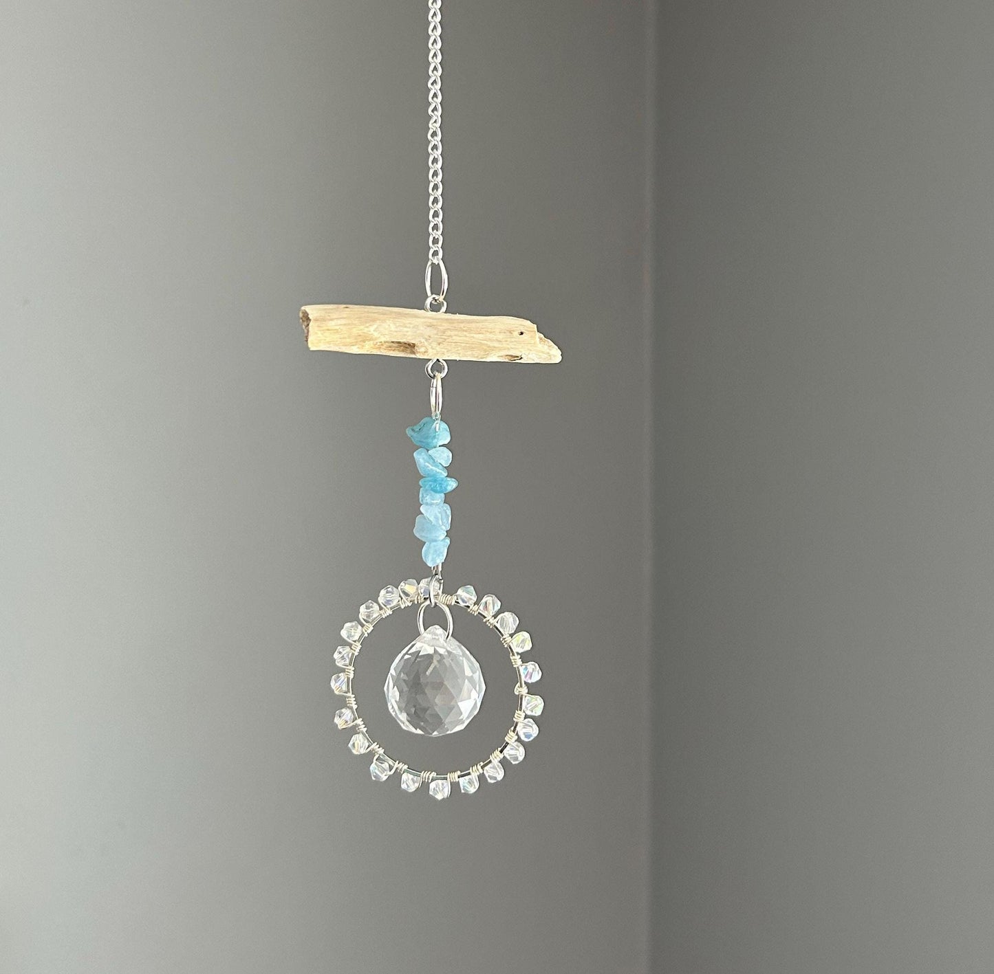 Aquamarine & Driftwood Suncatcher