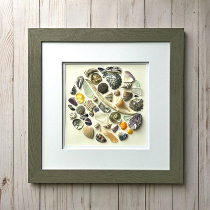 Coastal Mosaic - Unique Framed Artwork - 12x12