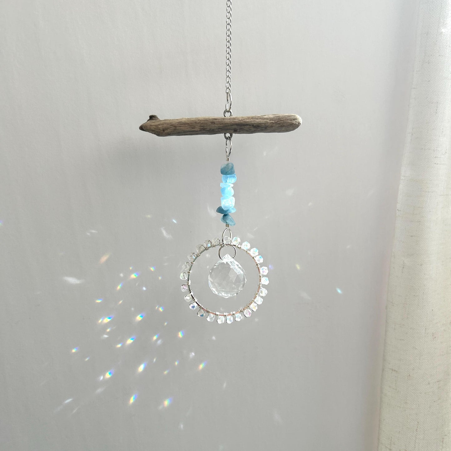 Aquamarine & Driftwood Suncatcher