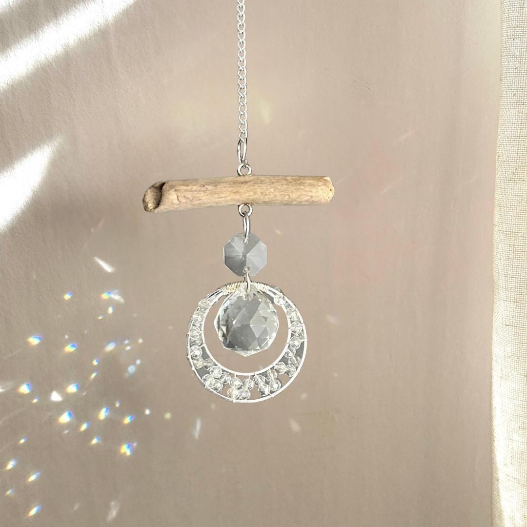 Bead & Driftwood Prism Suncatcher