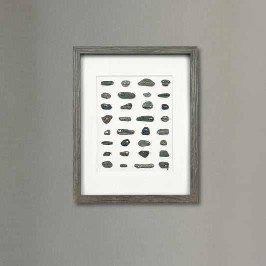 Personality Pebbles - Unique Beach Stone Shadowbox Artwork - 11x14