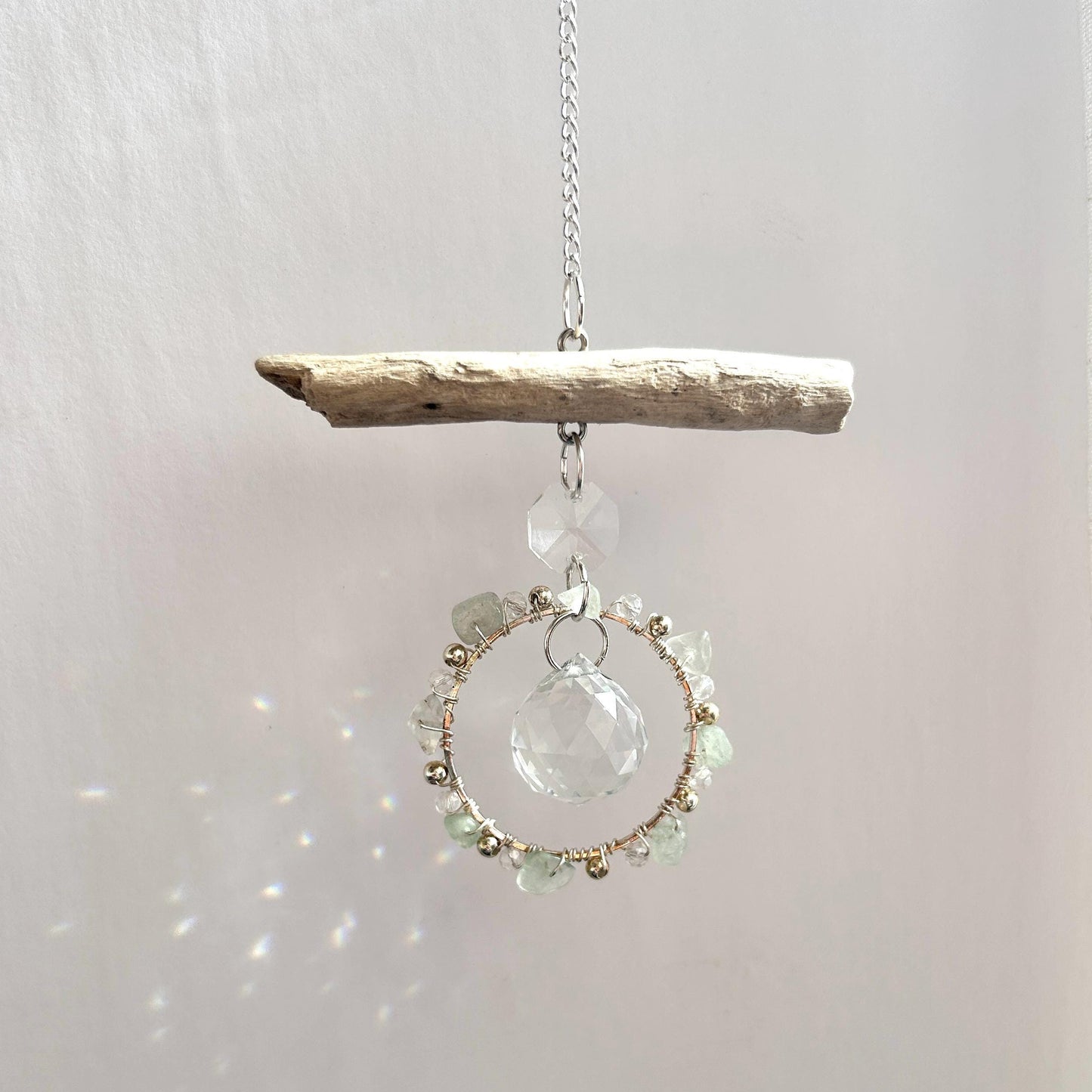 Aventurine & Driftwood Prism Suncatcher