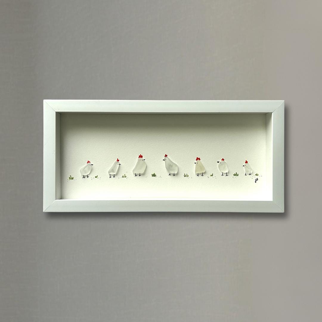 Flock of Sea Glass Chickens - 6-in x 14-in