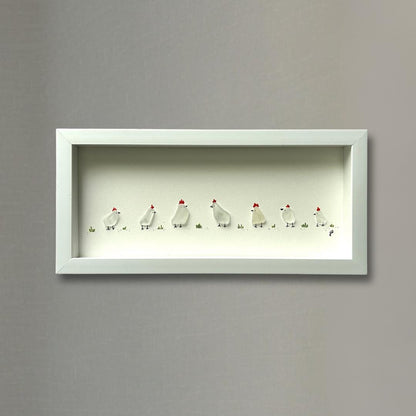 Flock of Sea Glass Chickens - 6-in x 14-in