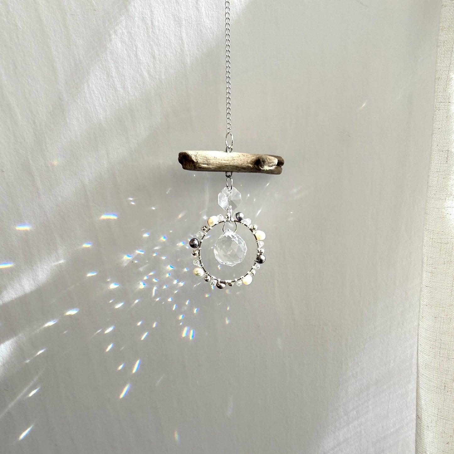 Freshwater Pearl & Driftwood Prism Suncatcher