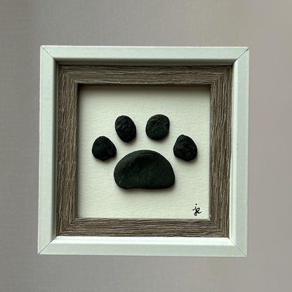 Beach Pebble Pawprint - Framed Mini Artwork - 3x3