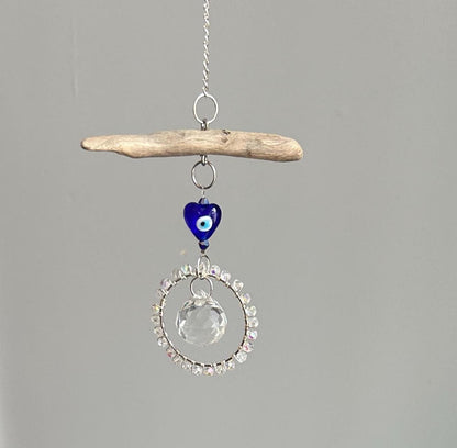 Evil Eye & Driftwood Prism Suncatcher