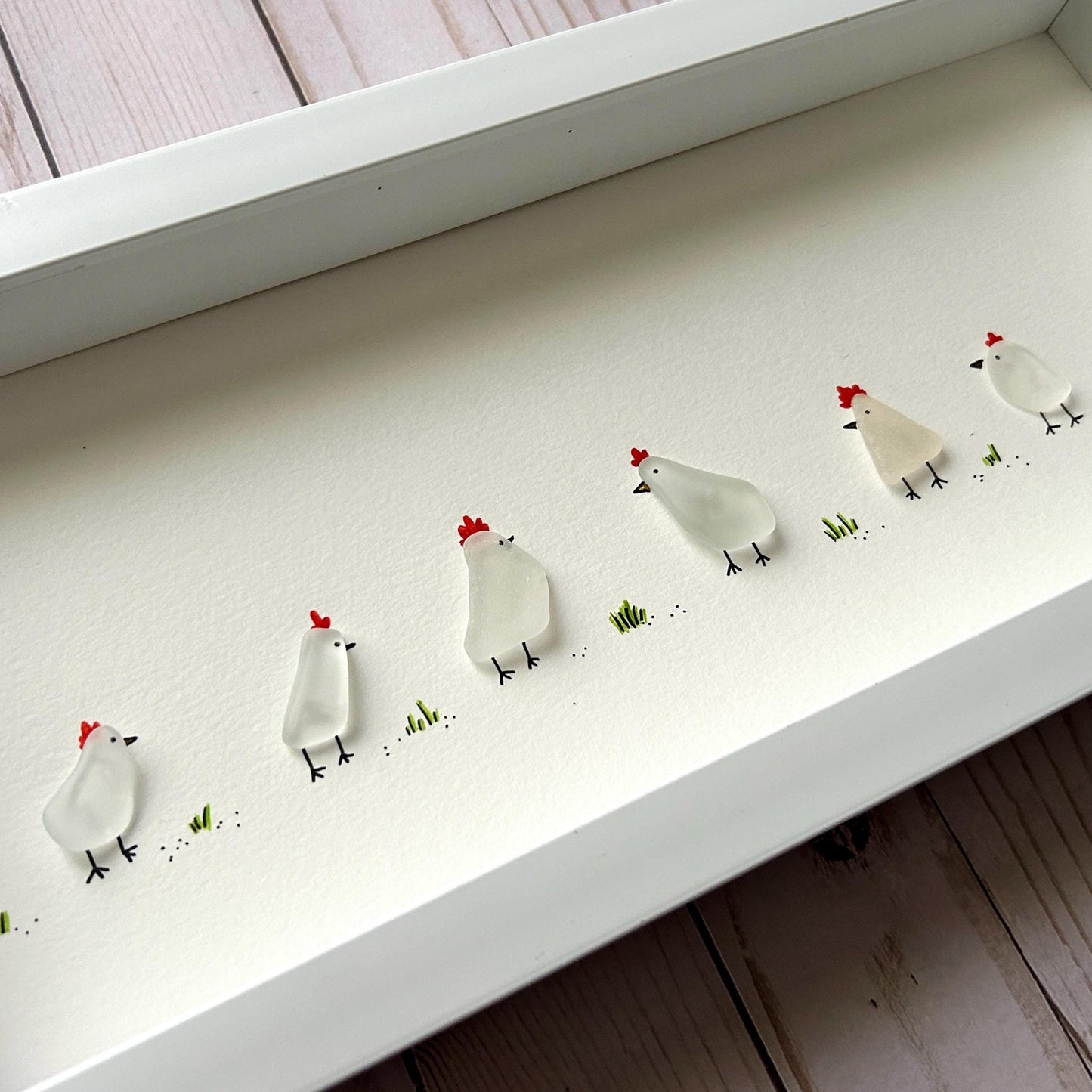Flock of Sea Glass Chickens - 6-in x 14-in