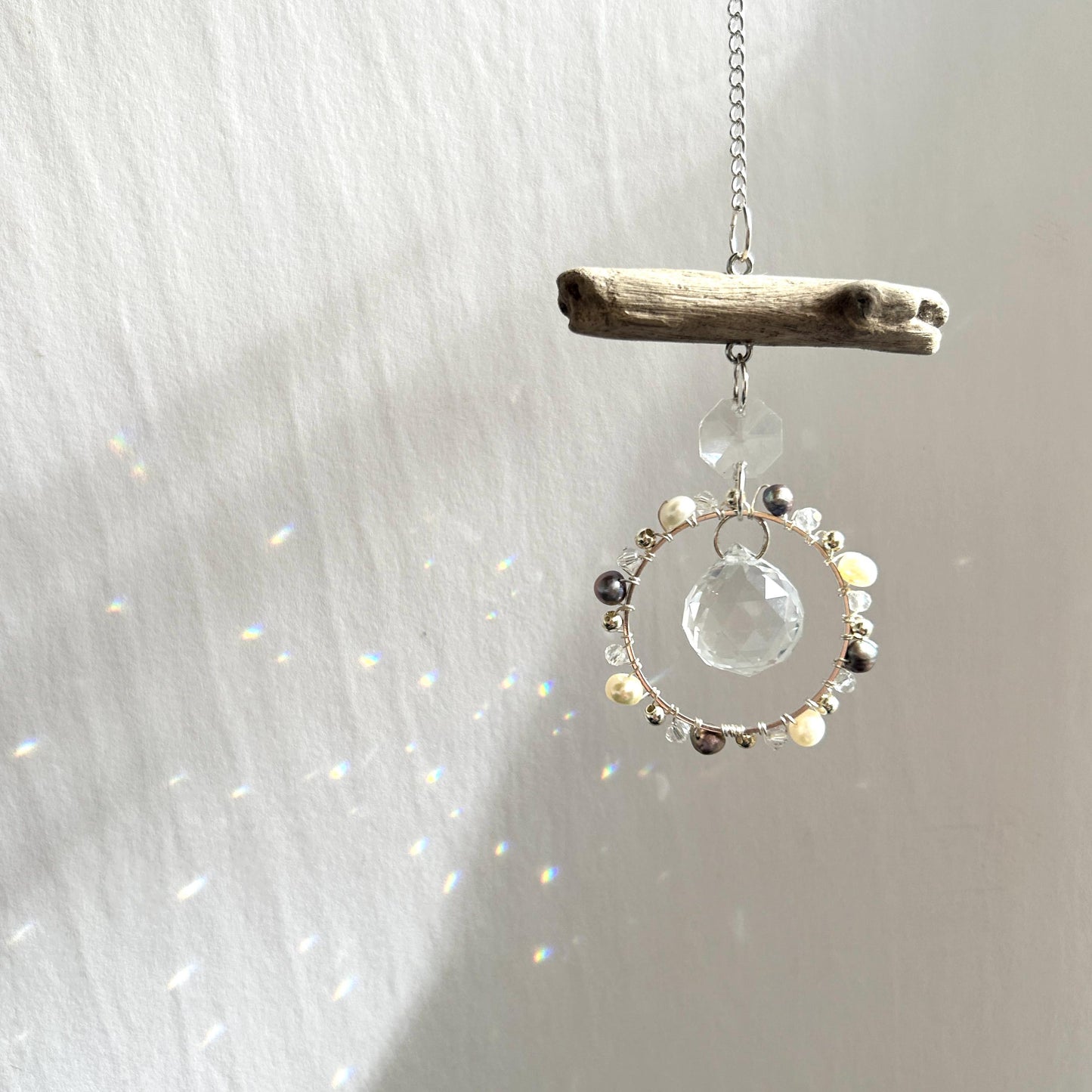 Freshwater Pearl & Driftwood Prism Suncatcher
