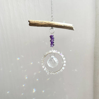 Amethyst & Driftwood Suncatcher