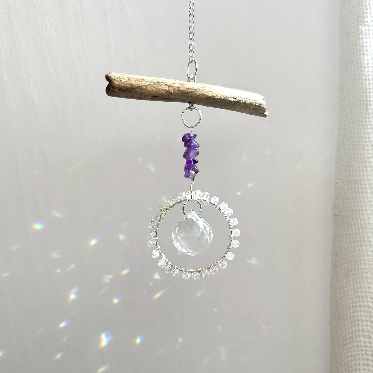 Amethyst & Driftwood Suncatcher