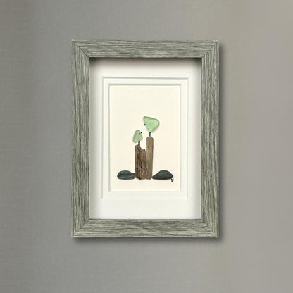 Birds on Posts - Framed Shadowbox Artwork - 5x7