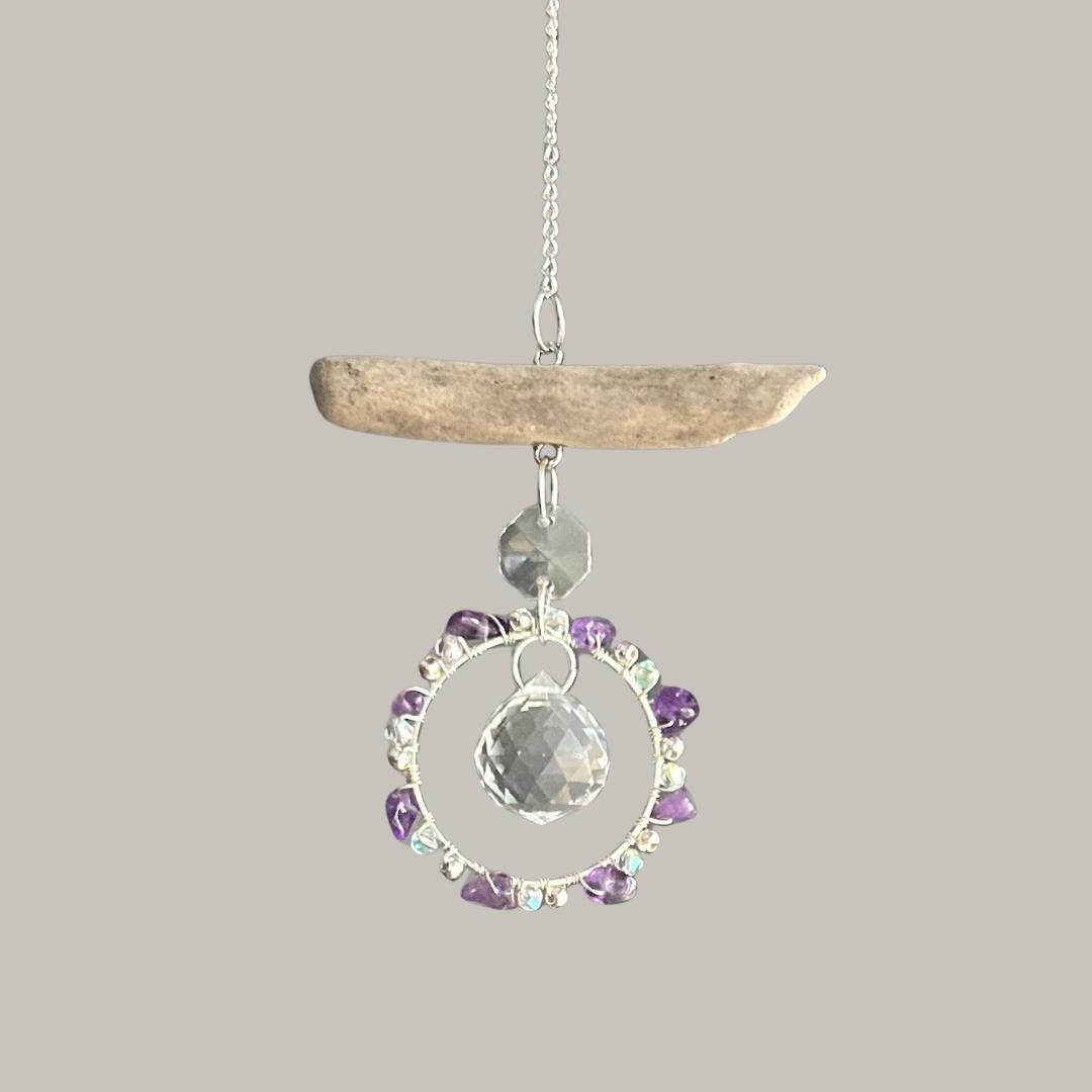 Amethyst & Driftwood Prism Suncatcher