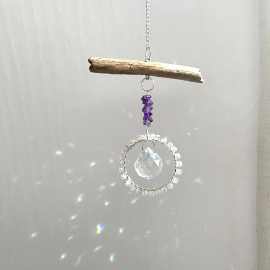 Amethyst & Driftwood Suncatcher