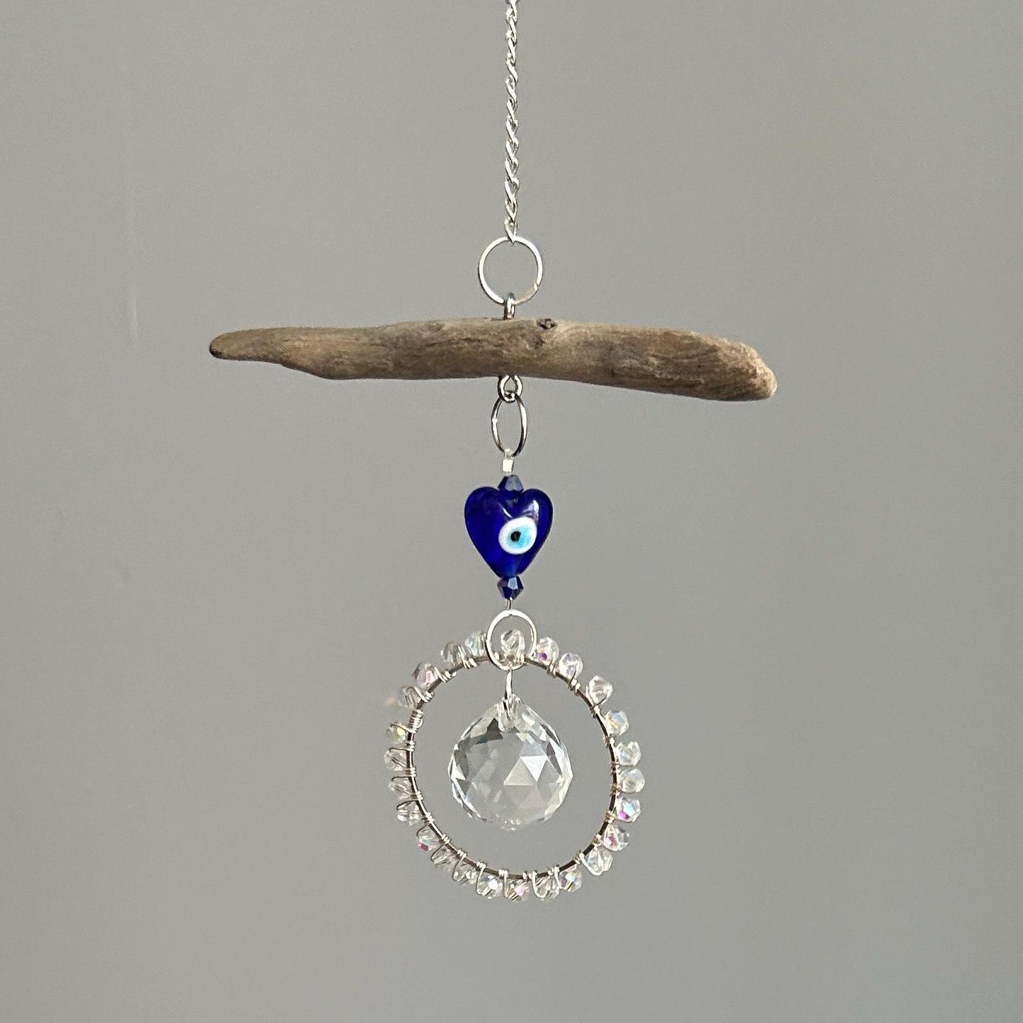 Evil Eye & Driftwood Prism Suncatcher