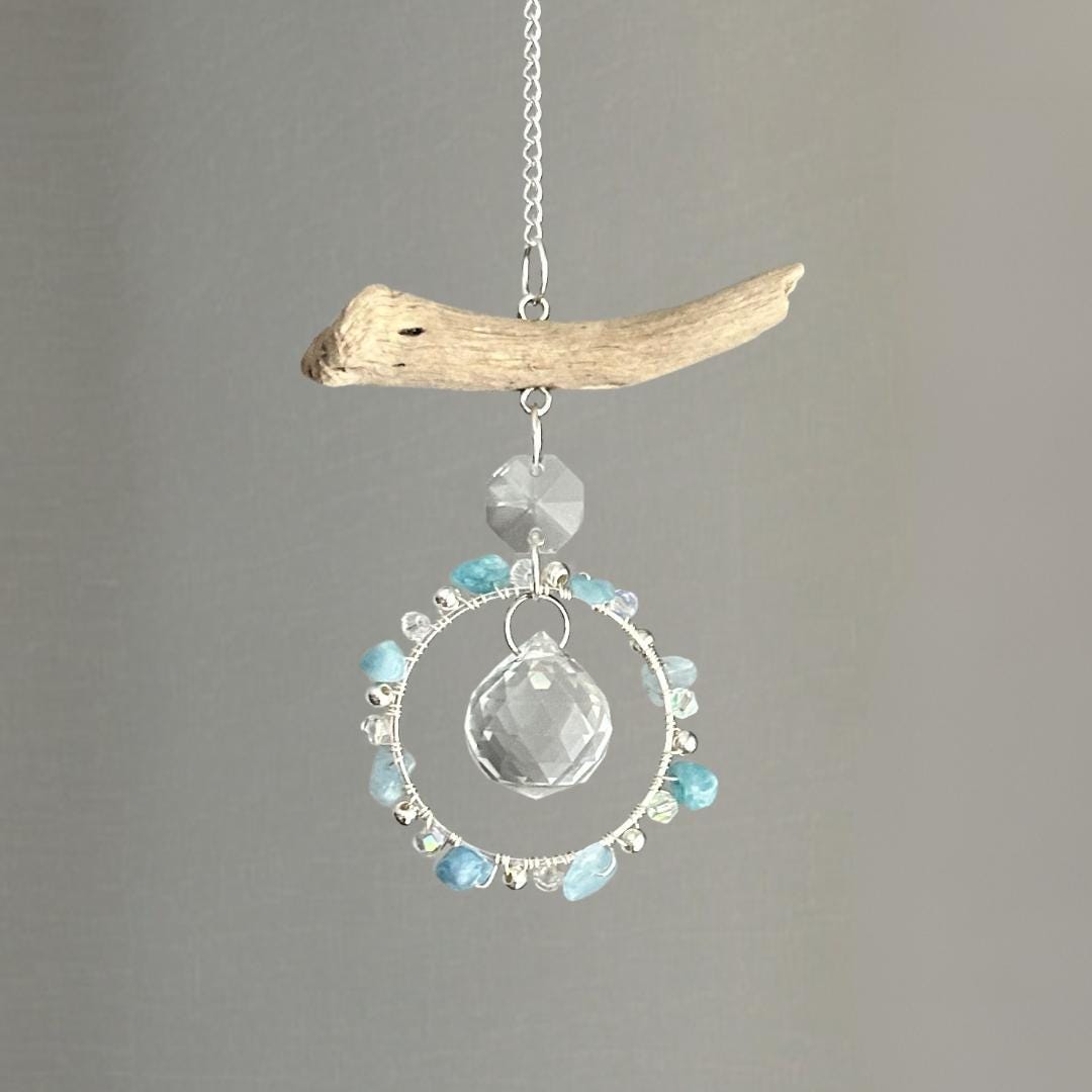 Aquamarine & Driftwood Prism Suncatcher