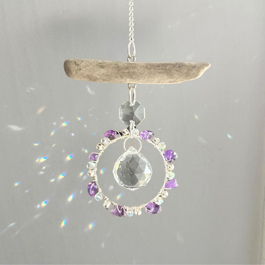 Amethyst & Driftwood Prism Suncatcher
