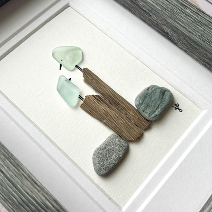 Birds on Posts - Framed Shadowbox Artwork - 5x7