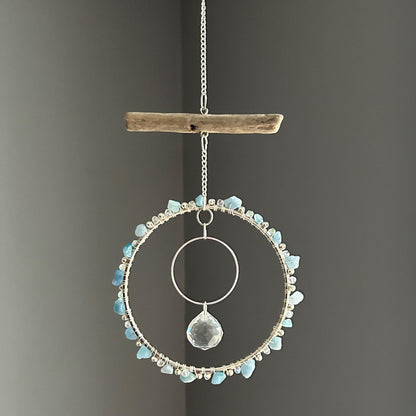 Aquamarine, Driftwood & Air Plant Prism Suncatcher