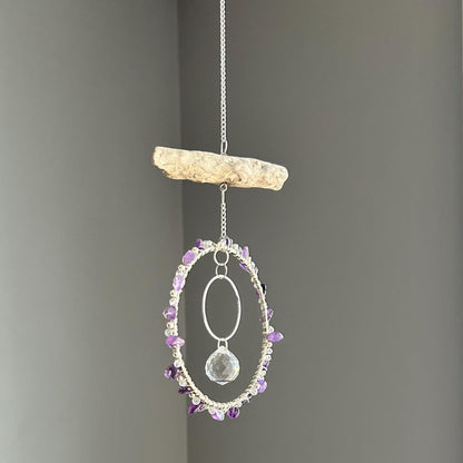 Amethyst, Driftwood & Air Plant Prism Suncatcher