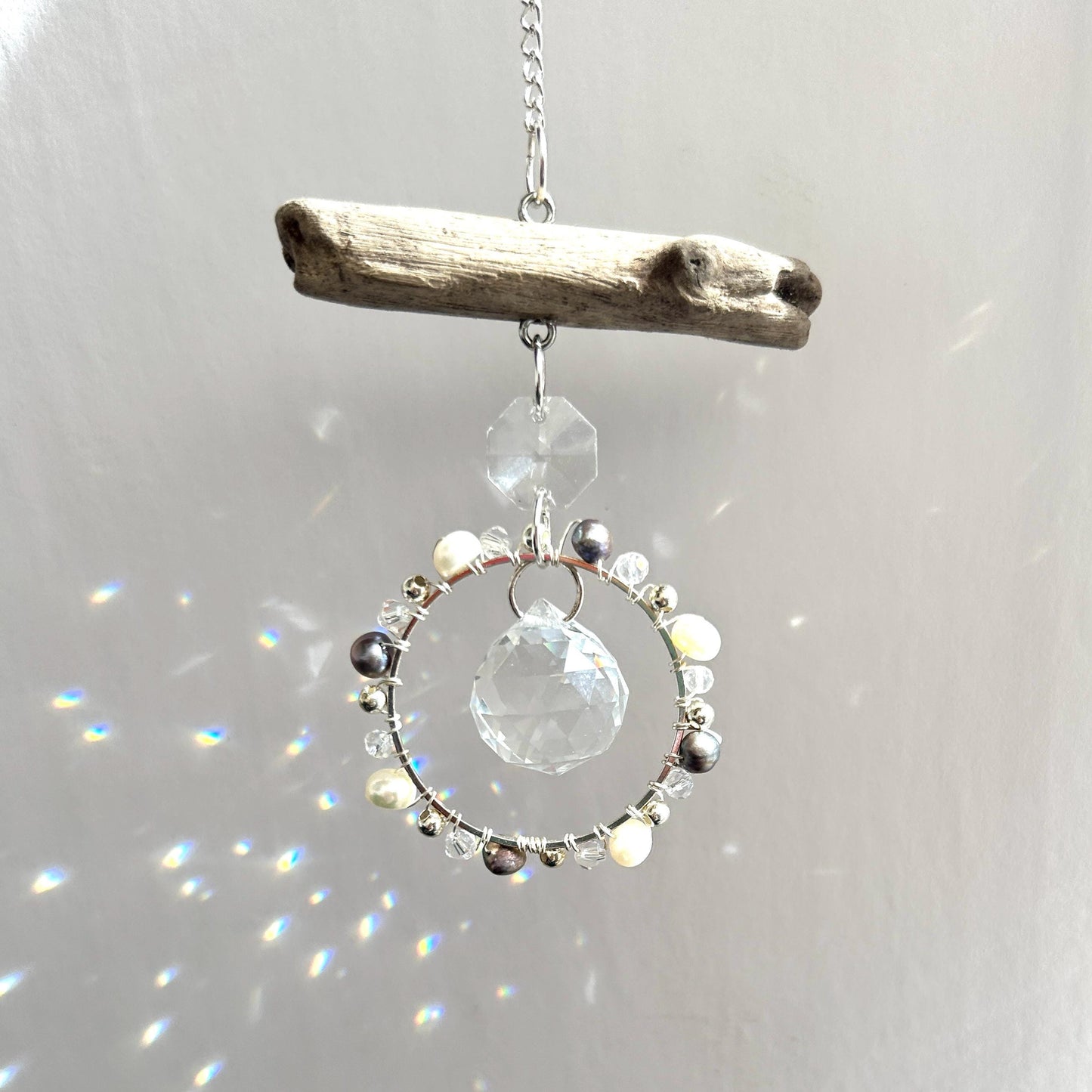 Freshwater Pearl & Driftwood Prism Suncatcher