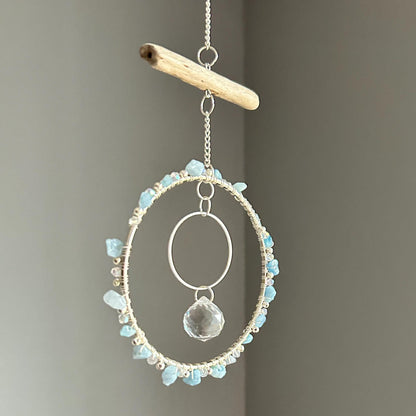 Aquamarine, Driftwood & Air Plant Prism Suncatcher