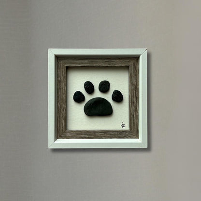 Beach Pebble Pawprint - Framed Mini Artwork - 3x3