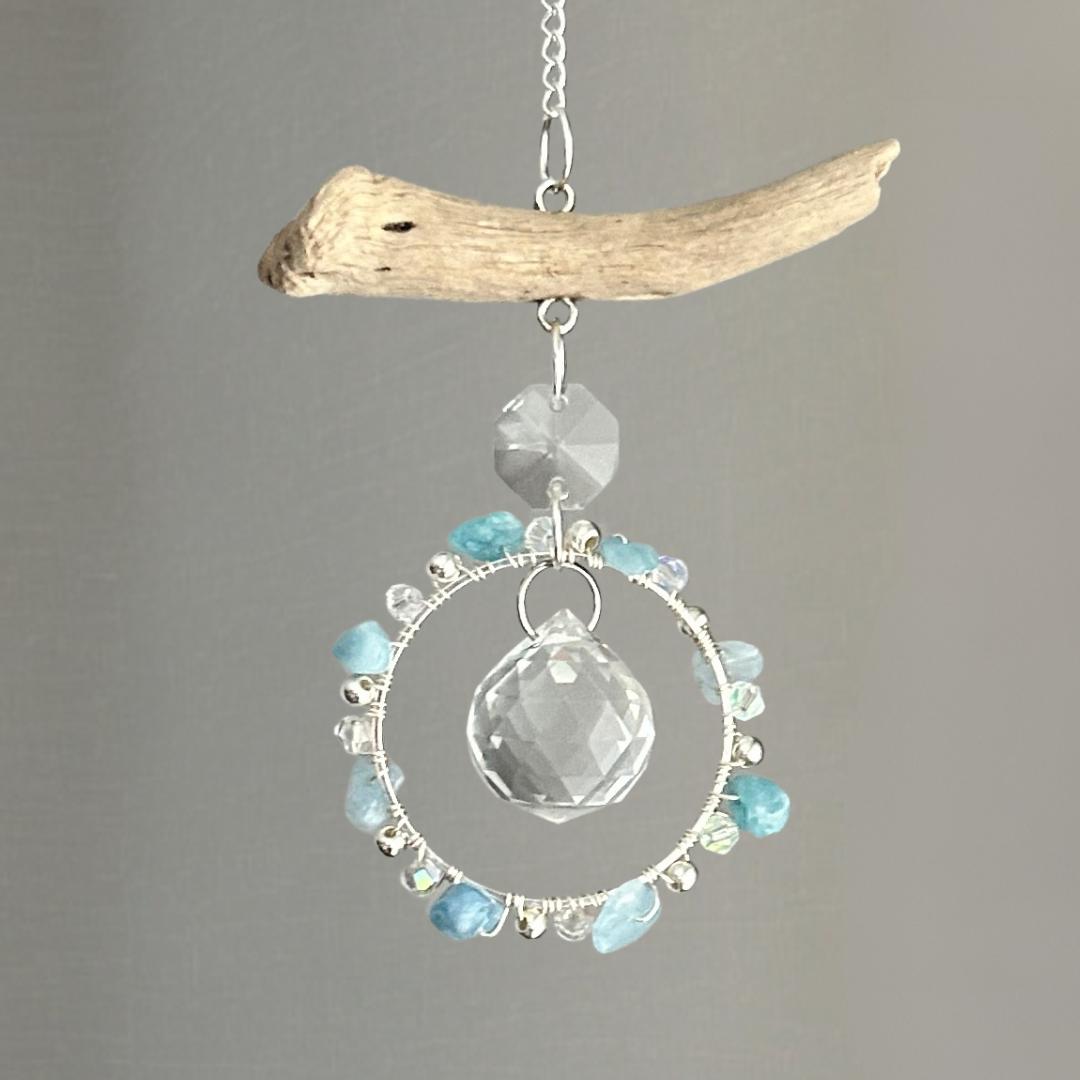 Aquamarine & Driftwood Prism Suncatcher