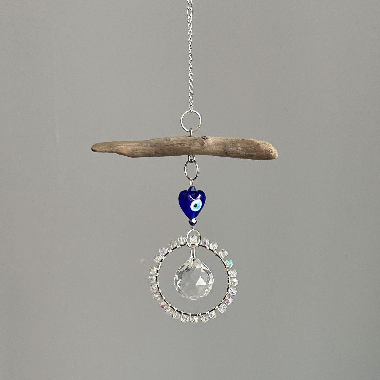 Evil Eye & Driftwood Prism Suncatcher