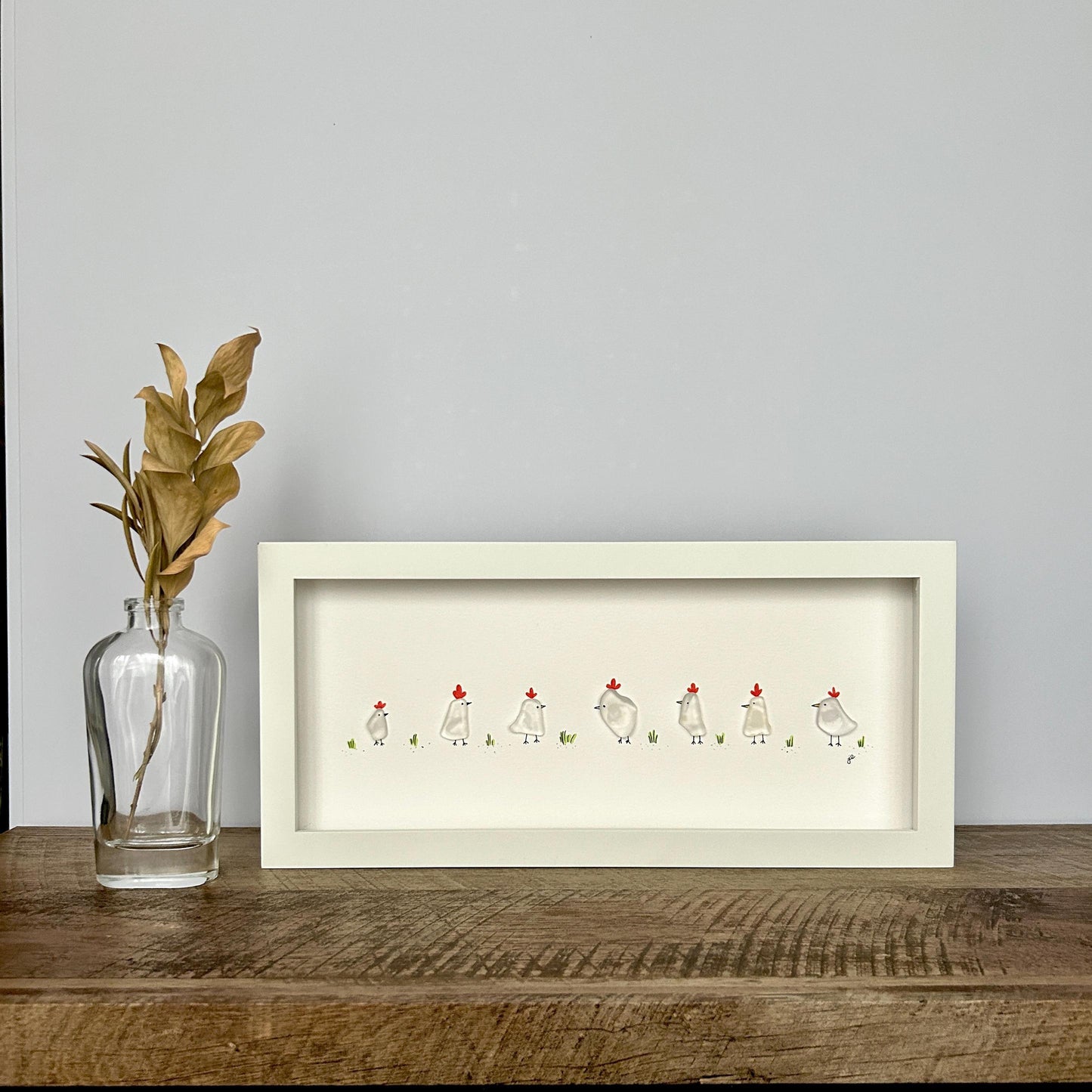 Flock of Sea Glass Chickens - 6-in x 14-in